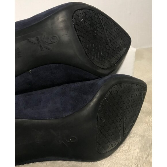 Nine West Etta Shoes Heels Pumps 8 1/2 Navy Blue Point Toe Suede Leather - Picture 9 of 14